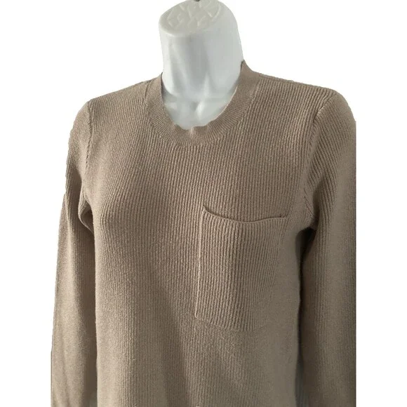 FIGS Sweater Womens Sz XS Latte Beige Long Sleeve Ribbed Knit Preppy Casual Cozy - Picture 3 of 10